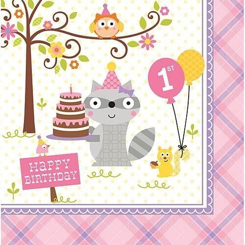 Luncheon Napkins-Happi Woodland-Girl-16pk-3ply