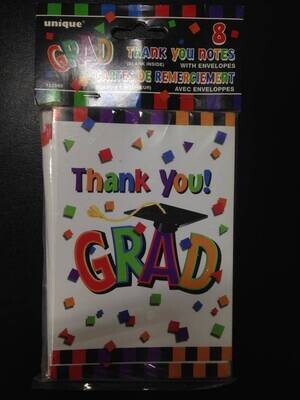 Thank You Cards - Graduation - 8pc (Seasonal)