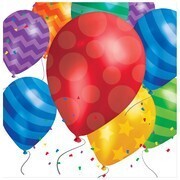 Beverage Napkins-Balloon Blast-Discontinued - 16pk - 2ply