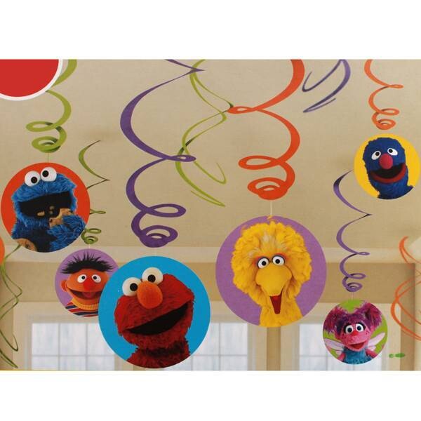 Swirl Decorations Sesame Street- 6 Pcs