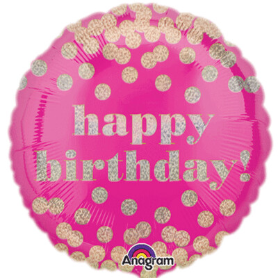 Foil Balloon-Happy Birthday Gold Dots-18&quot;