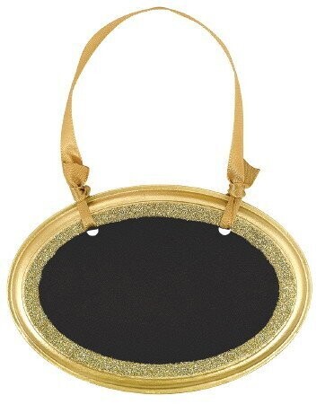 Chalkboard-Mini Oval Gold Glitter Sign