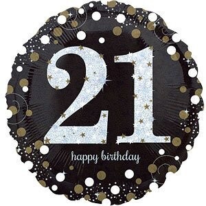 Foil Balloon - Happy Birthday 21 Sparkle - 18&quot;