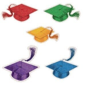 Mini Glitter Cutouts - Grad Hats