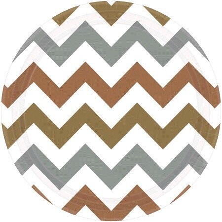 Beverage Paper Plates-Metallic Gold/Silver/Bronze Chevron