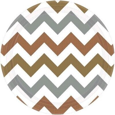 Beverage Paper Plates-Metallic Gold/Silver/Bronze Chevron