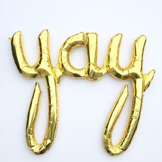 Foil Balloon - Gold yay Air Filled - 34x30&quot;