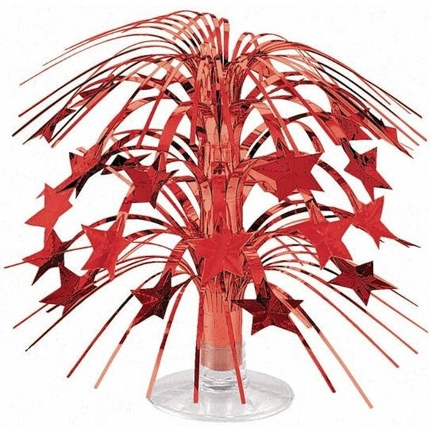 Centerpiece-Foil Cascade-Red Stars-1pkg-8.5&quot;