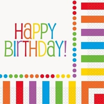Napkins - LN - Rainbow Birthday- 16pk/2ply- Discontinued