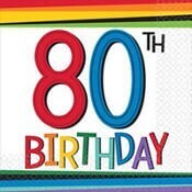 Napkins - Bev - 80th Birthday-16pk - Discontinued