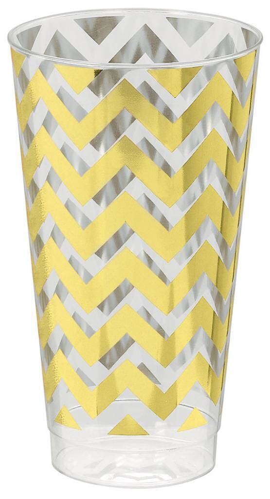 Tumblers-Premium Quality-Plastic-Gold Chevron-16oz-16pk