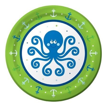 Beverage Paper Plates- Ocean Preppy Boy- 8pk/7&quot;