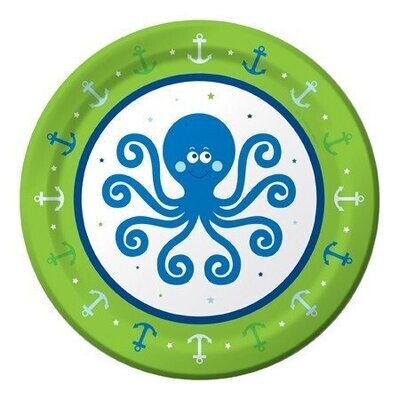 Beverage Paper Plates- Ocean Preppy Boy- 8pk/7&quot;