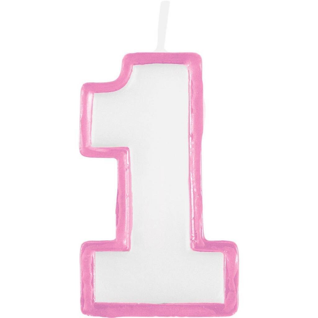 Candle-Pink and White-First Birthday