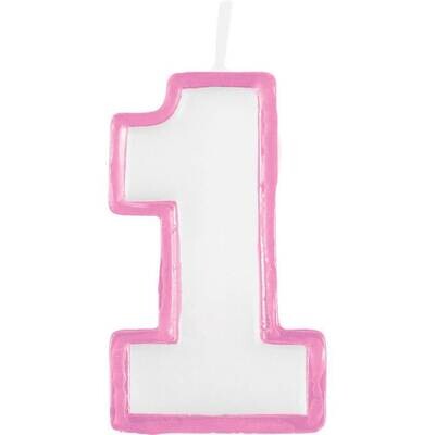 Candle-Pink and White-First Birthday