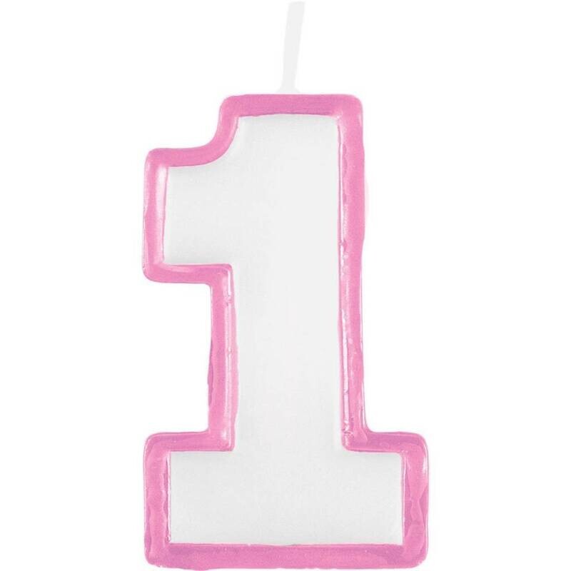 Candle-Pink and White-First Birthday