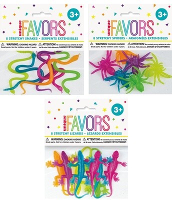 Party Favors- Assorted Colour Snakes- 8pk/6&quot;
