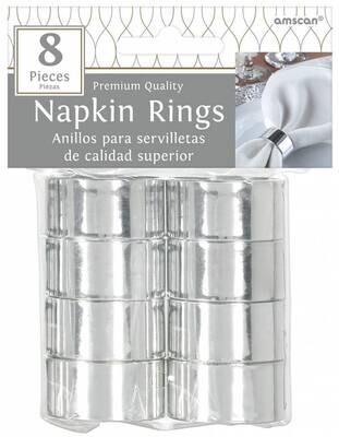 Premium Quality Napkin Rings - Metallic Silver