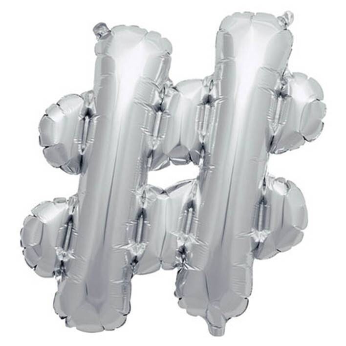 Foil Balloon - Silver Hashtag 34&quot;