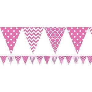 Pennant Banner-Pink and White