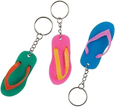 Party Favors-Flip Flop Keychains-Plastic-6pk/2.75&#39;&#39;