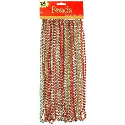 Beads - Red, Orange, Green - 30in - 24pk