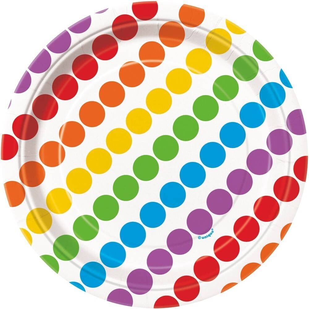 Beverage Paper Plates- Rainbow Birthday- 8pk/7&quot;