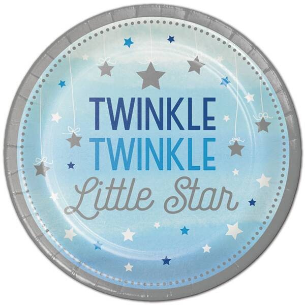 Beverage Paper Plates-Twinkle Twinkle Little Star Blue-8pk-7&quot;
