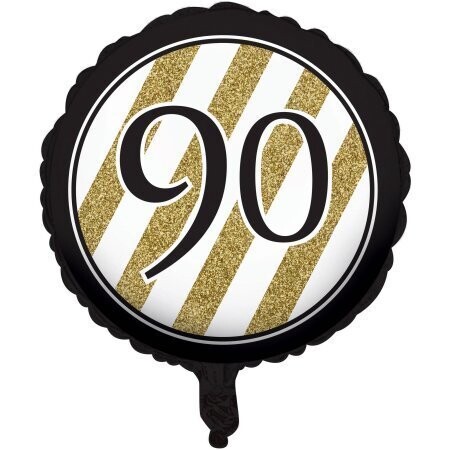 Foil Balloon-Black &amp; Gold 90th Bday-18&#39;&#39;