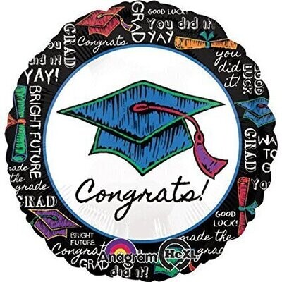 Foil Balloon-Congrats Graduation Hat-18&#39;&#39;