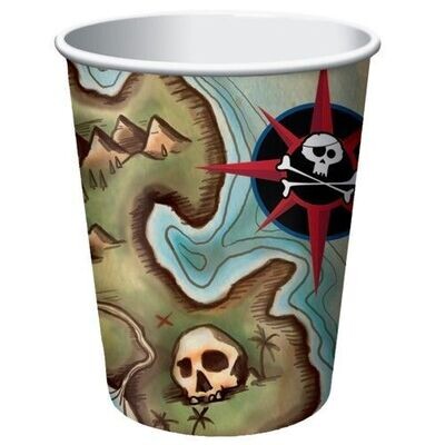 Paper Cups-Pirate map-9oz-8pk