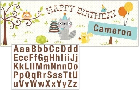 Banner - Happi woodland-Add Name-Blue