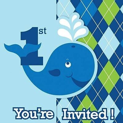Invitations-Ocean Preppy Boy 1st Birthday-8pk