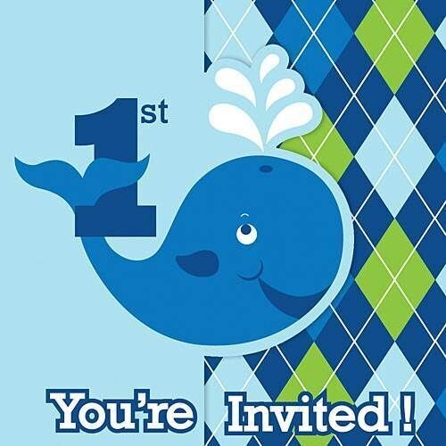 Invitations-Ocean Preppy Boy 1st Birthday-8pk