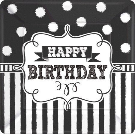 Plates-BEV-Chalkboard Birthday-8pk-Paper- Discontinued
