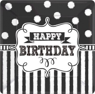 Plates-BEV-Chalkboard Birthday-8pk-Paper- Discontinued