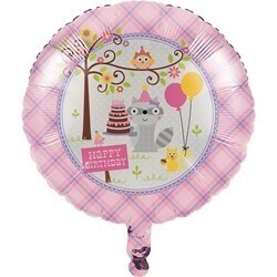 Foil Balloon - Happi Woodland - Pink-18&#39;&#39;