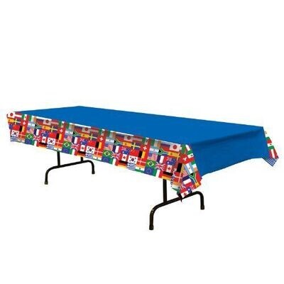 Table Cover- International Flags- 54&#39;&#39;x108&#39;&#39;-Plastic- Discontinued
