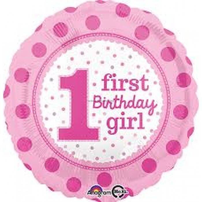 Foil Balloon-1st Birthday Girl