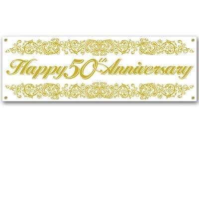 Banner- Happy 50th Anniversary- Gold