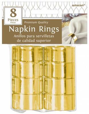 Premium Quality Napkin Rings - Metallic Gold-8PK