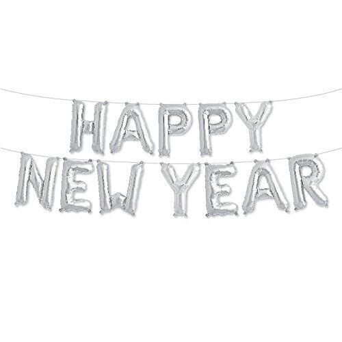 Foil Air Balloon - Happy New Year - Silver Banner