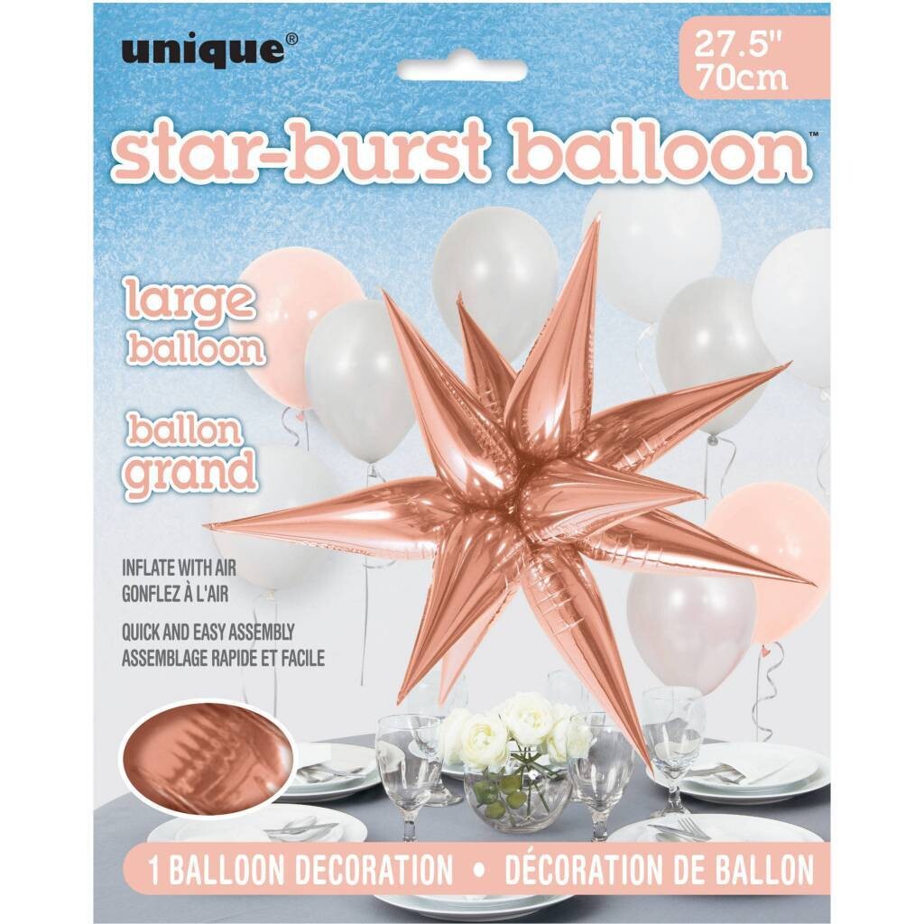 Star-Burst Foil Balloons (Air Fill Only) Rose Gold Large