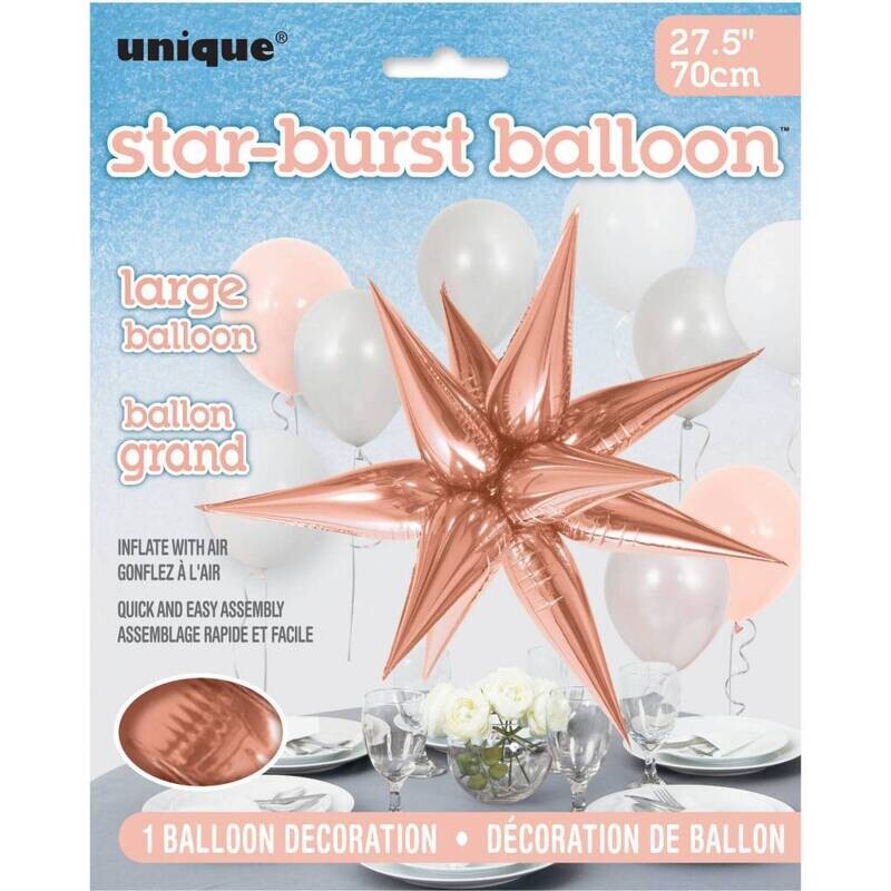 Star-Burst Foil Balloons (Air Fill Only) Rose Gold Large