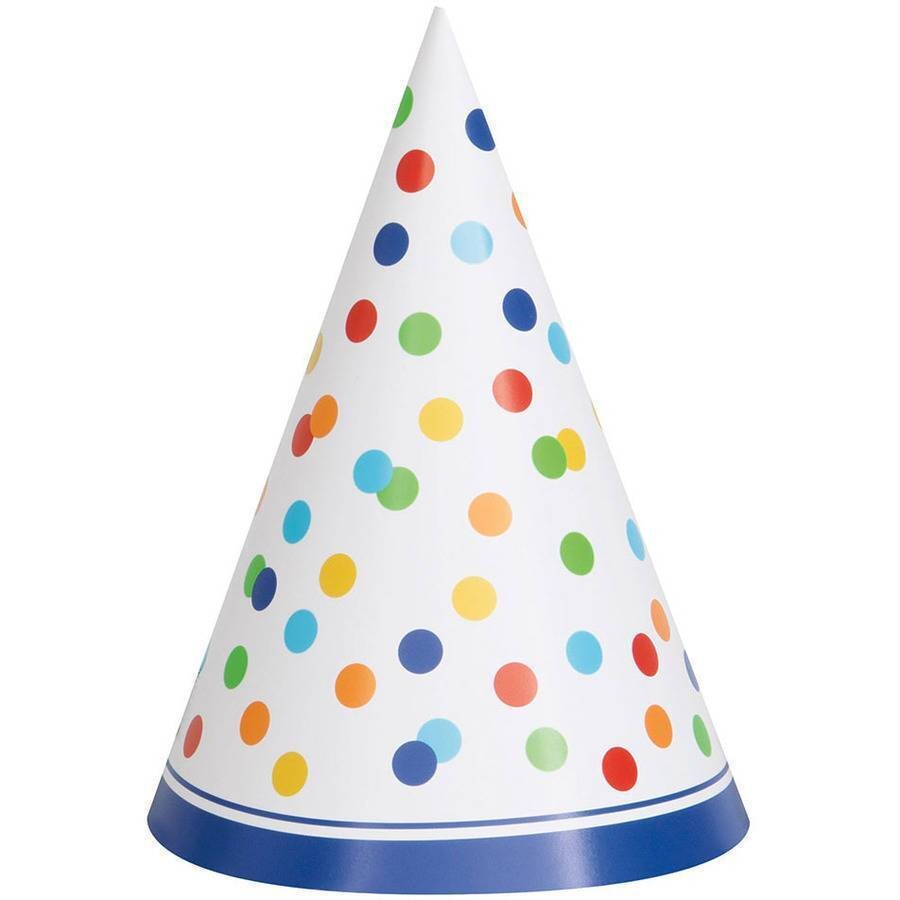 Party Hats - Rainbow Dots - 8pk