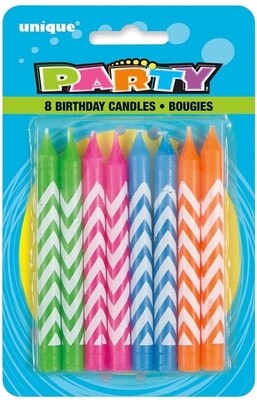 Candles- Colourful Chevron- 8pk