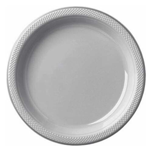 Plastic Plates 20pc Silver 9&quot;