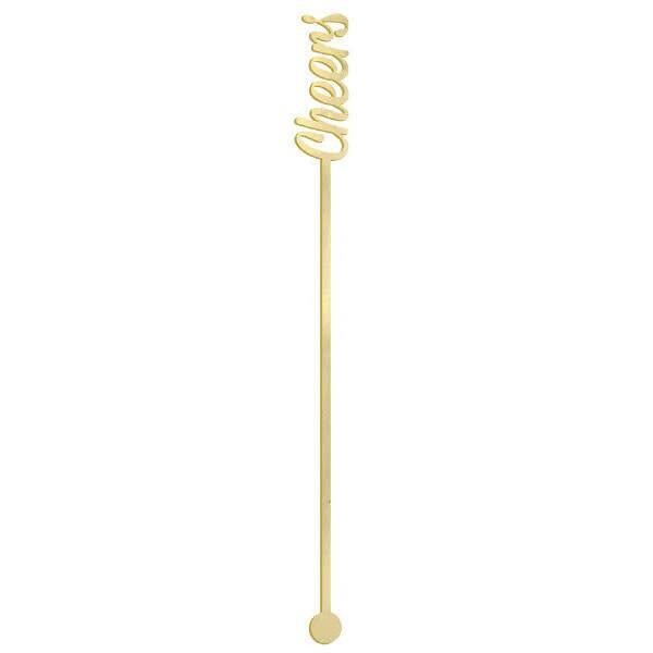 Plastic Stirrers- Cheers- Gold- 12pk