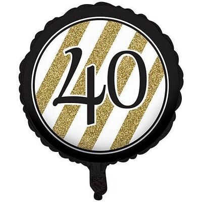 Foil Balloon-Black &amp; Gold 40th Bday-18&#39;&#39;