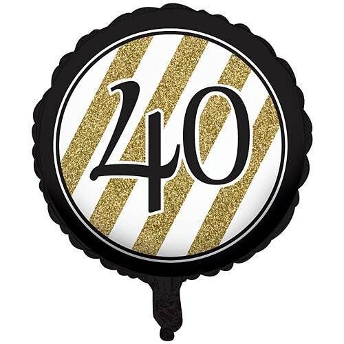 Foil Balloon-Black &amp; Gold 40th Bday-18&#39;&#39;